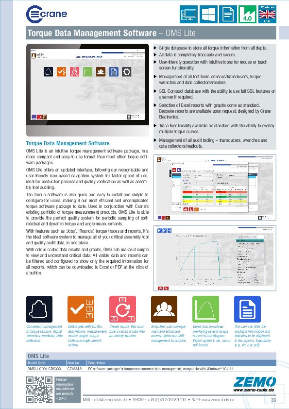 Torque Data Management Software OMS Lite