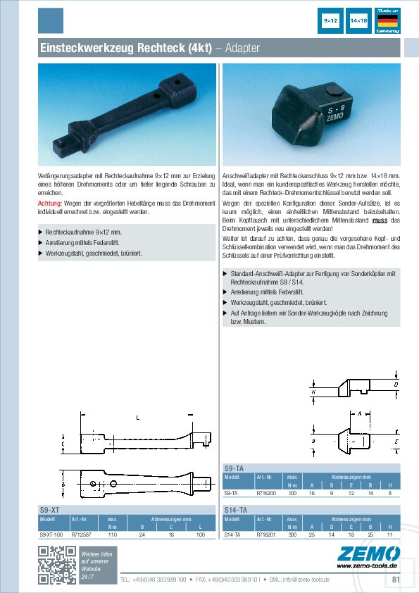 Einsteckwerkzeug S9/S14 Adapter