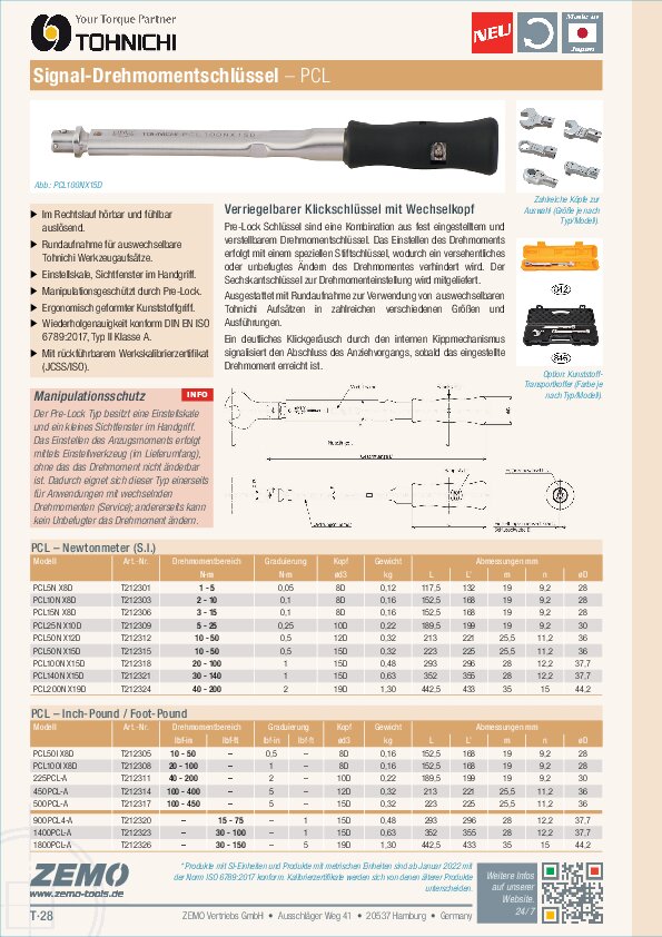 Tohnichi PCL Drehmomentschlüssel