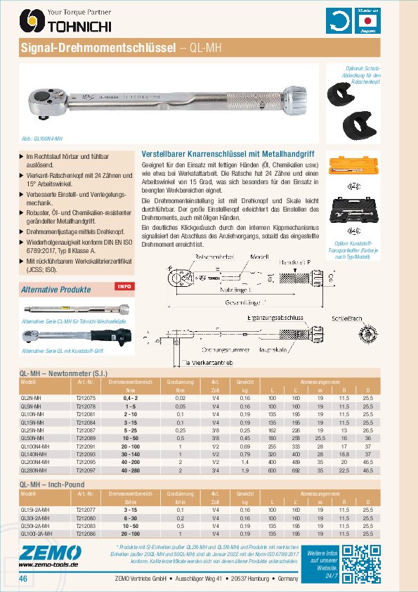 Tohnichi QL-MH Drehmomentschlüssel