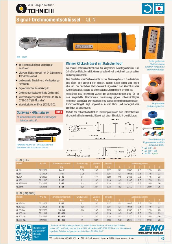 Tohnichi QL.N Drehmomentschlüssel