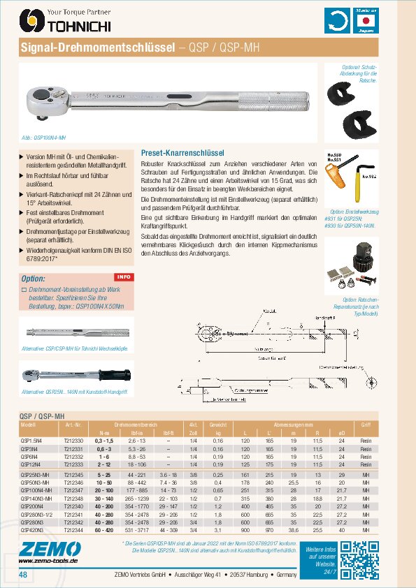 Tohnichi QSP/QSP-MH Drehmomentschlüssel