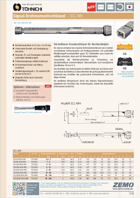 Tohnichi SCL-MH Drehmomentschlüssel