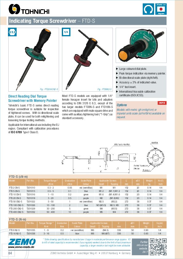 Tohnichi FTD-S torque screwdriver