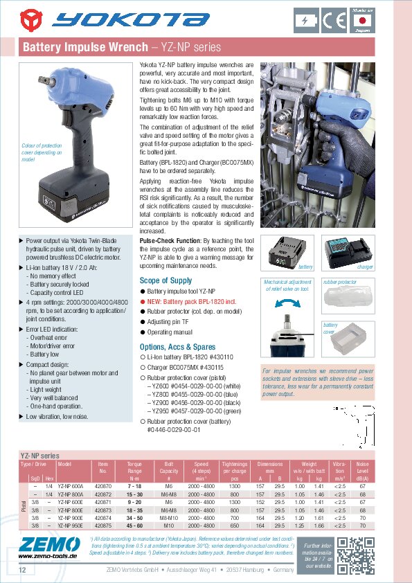 Yokota battery impulse tool YZ-NP