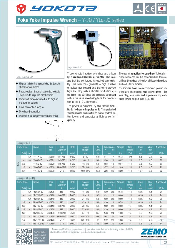 Yokota poka-yoke impulse wrenches JQ