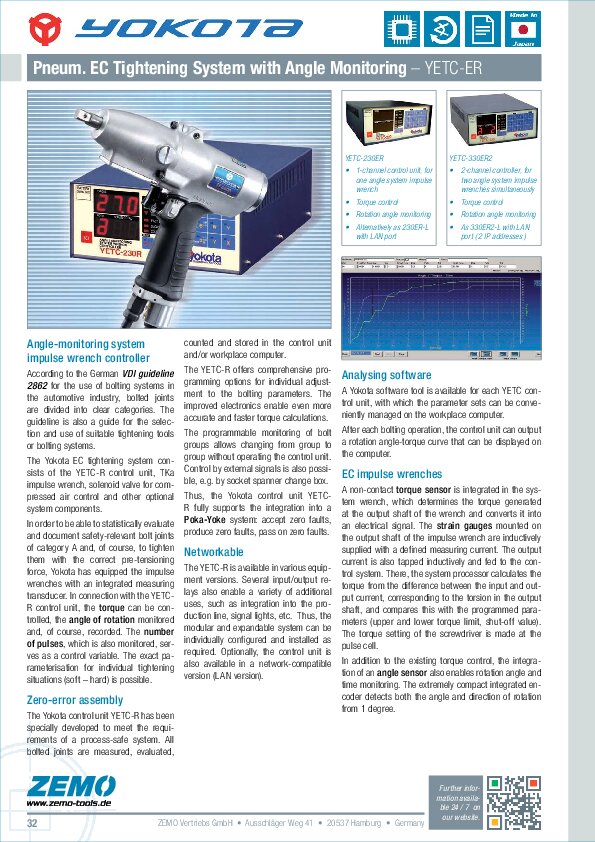 Yokota EC impulse wrench controller w Angle monitoring