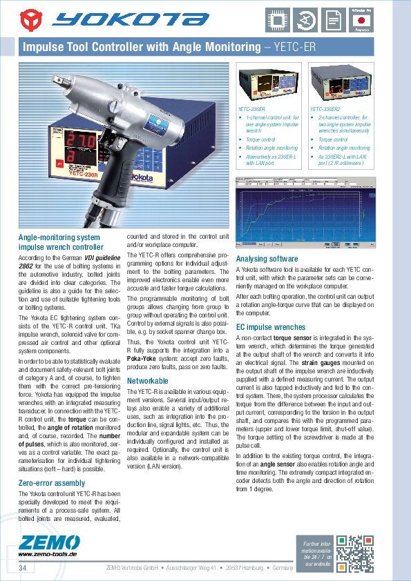 Yokota EC impulse wrench controller w Angle monitoring