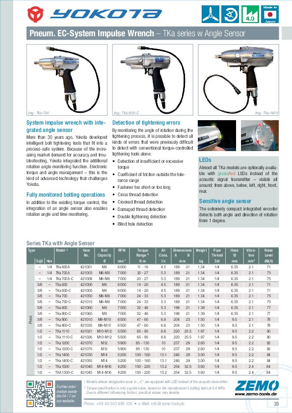 Yokota EC impulse wrench TKa w Angle sensor