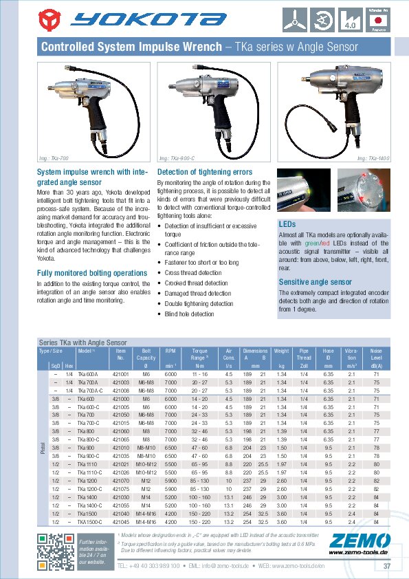 Yokota EC impulse wrench TKa w Angle sensor