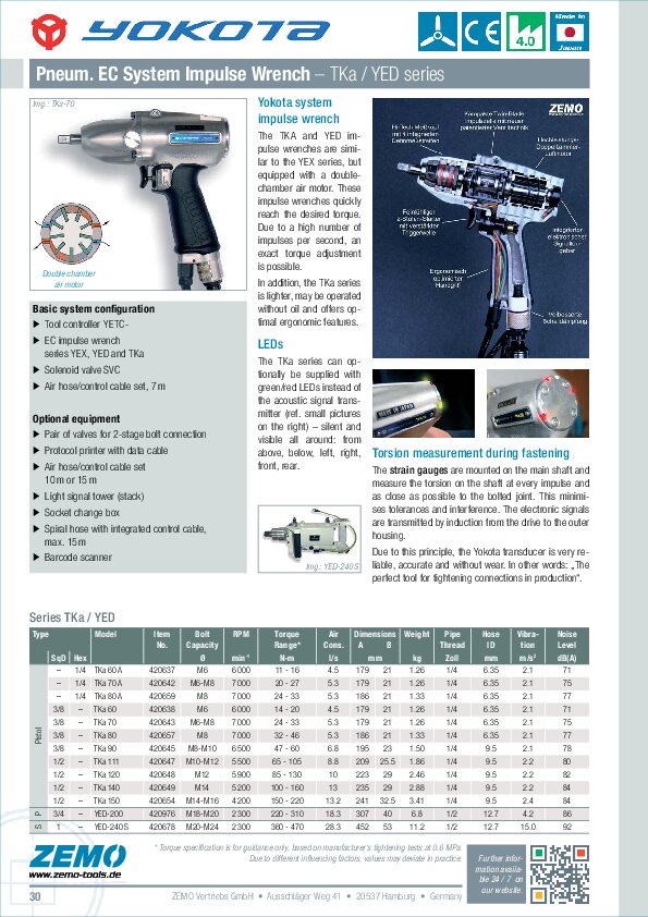 Yokota impulse wrenches TKA YED