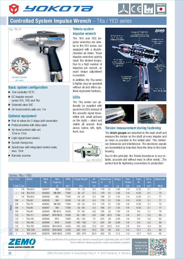 Yokota impulse wrenches TKA YED