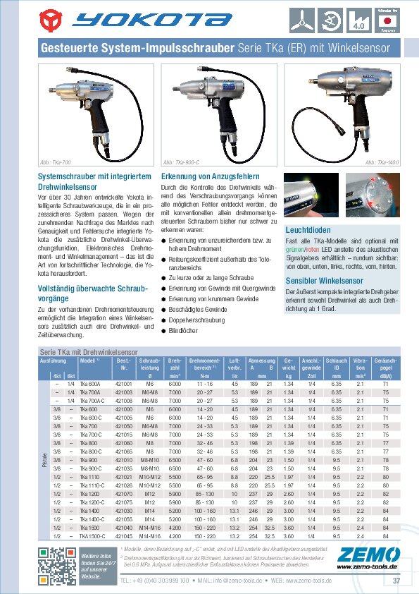 Yokota System-Impulsschrauber TKa-ER mit Winkelsensor